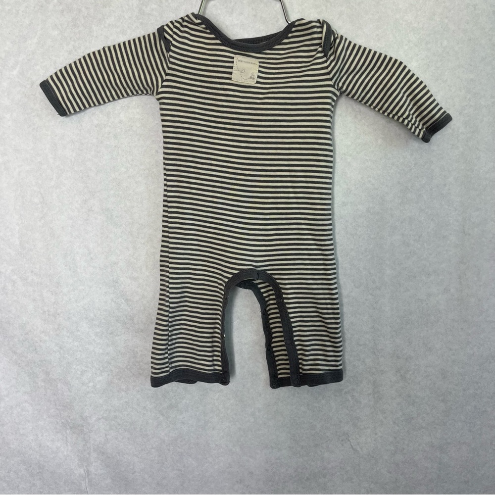 Burt's Bees Baby Black and White Striped Footie - Picture 1 of 5